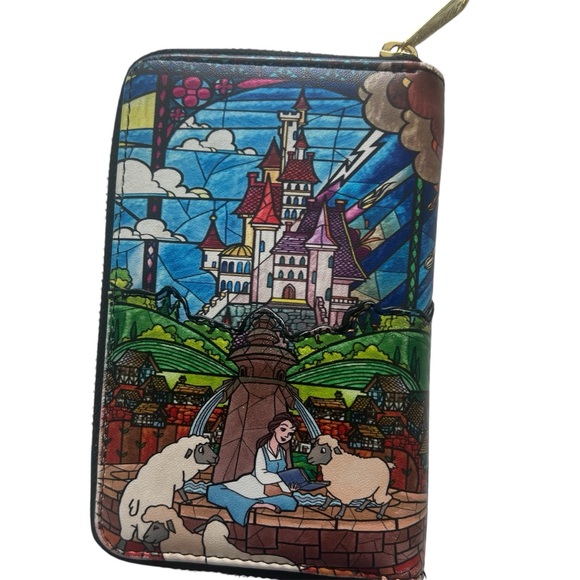 Disney Beauty and the Beast Loungefly Stained Glass Backpack and Wallet Set - Picture 5 of 8